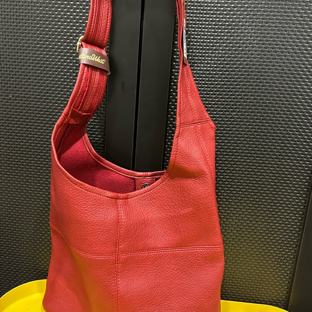 Montana West Charming Red Leather Shoulder Bag